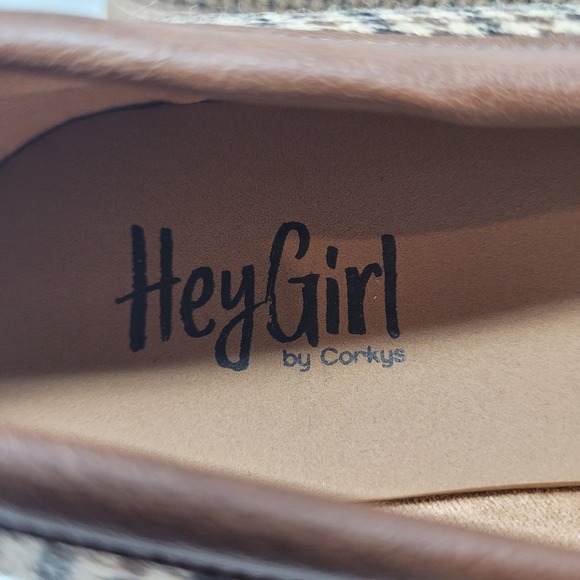 Hey Girl by Corkys Houndstooth Chain Link Lug Sole Loafers Brown Black Womens 9 - Picture 12 of 13